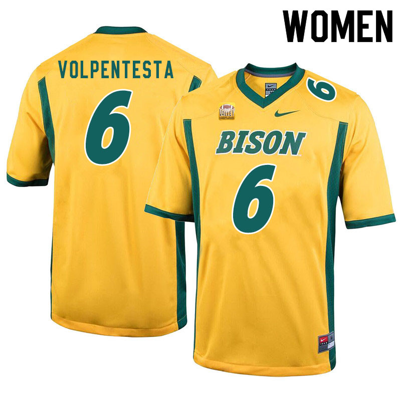 Women #6 Giancarlo Volpentesta North Dakota State Bison College Football Jerseys Sale-Yellow - Click Image to Close